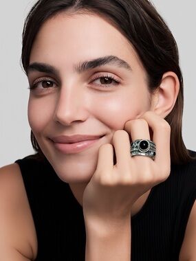 Sterling silver and black onyx ring